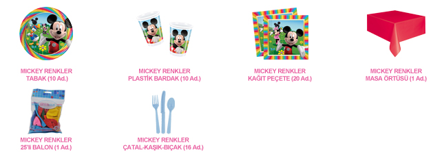 10 Kişilik Mickey Renkler Ekonomik Set antalyahavaifiseknet