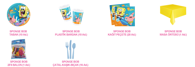 10 Kişilik Sponge Bob Ekonomik Set antalyahavaifiseknet