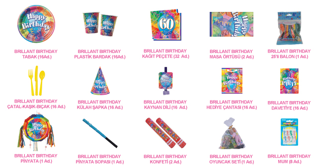 16 Kişilik 60 Yaş Brilliant Birthday Lüks Set antalyahavaifiseknet
