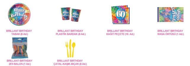 8 Kişilik 60 Yaş Brilliant Birthday Mini Set antalyahavaifiseknet