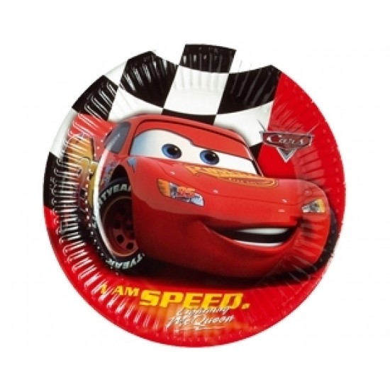 10 Adet 23 Santim Cars Red Kağıt Tabak