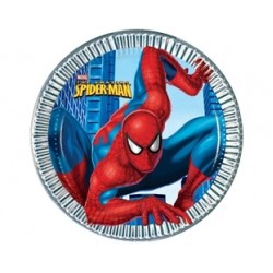 10 Adet 23 Santim Spiderman Klasik Metalik Kağıt Tabak