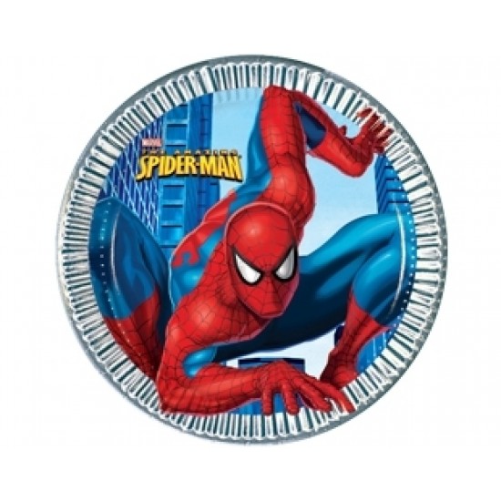 10 Adet 23 Santim Spiderman Klasik Metalik Kağıt Tabak