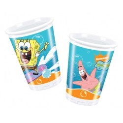 10 Adet 180/200cc Sponge Bob Surfing Plastik Bardak