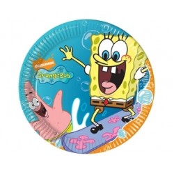 10 Adet 23 Cm. Sponge Bob Surfing Kağıt Tabak