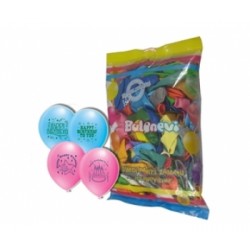 12 İnç 1+1 Happy Birthday Karışık Pastel Renk Balon