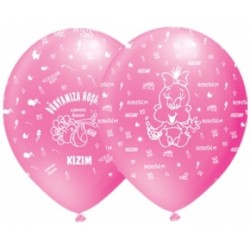 12 İnç Dünyamıza Hoşgeldin Kızım Çepeçevre Baskılı Balon