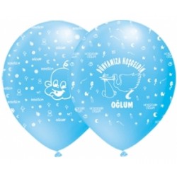 12 İnç Dünyamıza Hoşgeldin Oğlum Çepeçevre Baskılı Balon