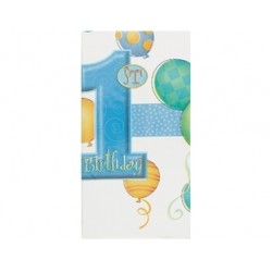 120X180 Santim First Birthday Balloons Blue Masa Örtüsü