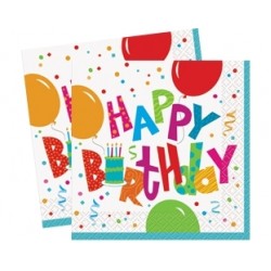 16 Adet 33X33 Santim Birthday Jamboree Kağıt Peçete