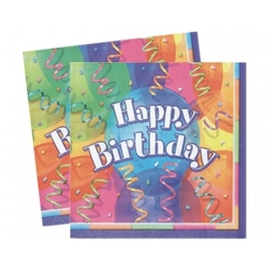 16 Adet 33X33 Santim Brilliant Birthday Lunch Kağıt Peçete