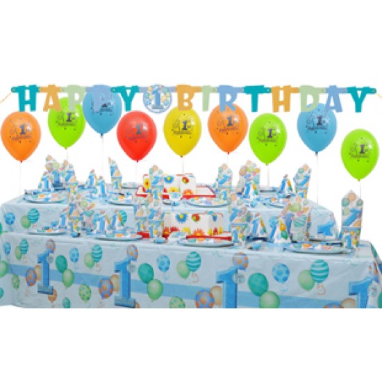16 Kişilik First Birthday Blue Süper Set