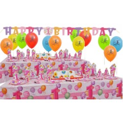 16 Kişilik First Birthday Pink Süper Set