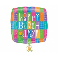 18 inç Happy Birthday Colourful Patterns Folyo Balon