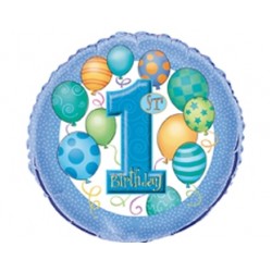 18 inç Mavi First Birthday Folyo Balon