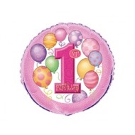 18 inç Pembe First Birthday Folyo Balon
