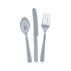 24 Adet Silver Pastel Çatal Bıçak Kaşık Takımı