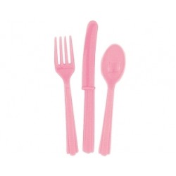24 Adet Açık Pembe Pastel Çatal Bıçak Kaşık Takımı