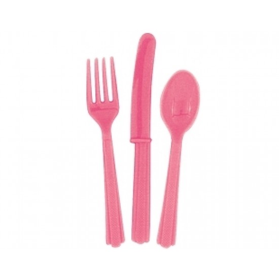 24 Adet Pembe Pastel Çatal Bıçak Kaşık Takımı