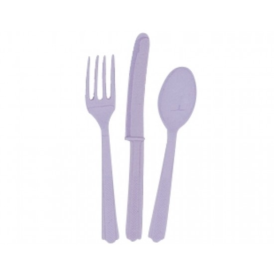 24lü Açık Violet Pastel Çatal - Bıçak - Kaşık Takımı