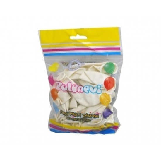 25li 12 inç Metalik Beyaz Baskı Balon