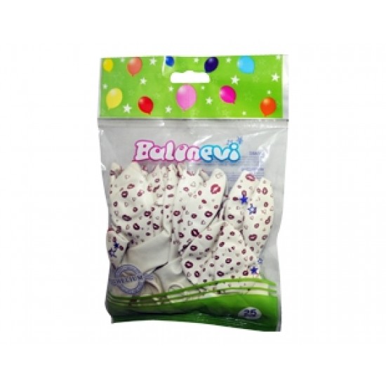 25li Çepeçevre 12 inç Dudaklar Baskılı Balon