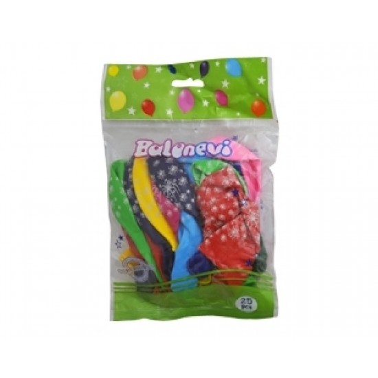 25li Çepeçevre 12 inç Havai Fişek Baskılı Balon