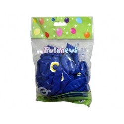 25li Çepeçevre 12 inç Lacivert Nazar Boncuğu Baskılı Balon