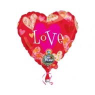 32 inç Floral Hearts Love Müzikli Folyo Balon