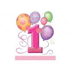 8 Adet First Birthday Balloons Pink Parti Çantası