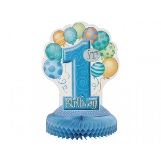 First Birthday Balloons Blue Orta Süsü