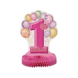 First Birthday Balloons Pink Orta Süsü