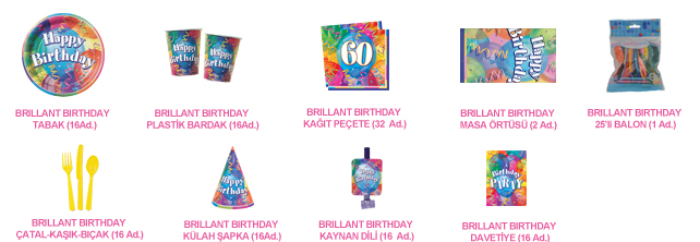 16 Kişilik 60 Yaş Brilliant Birthday Süper Set antalyahavaifiseknet